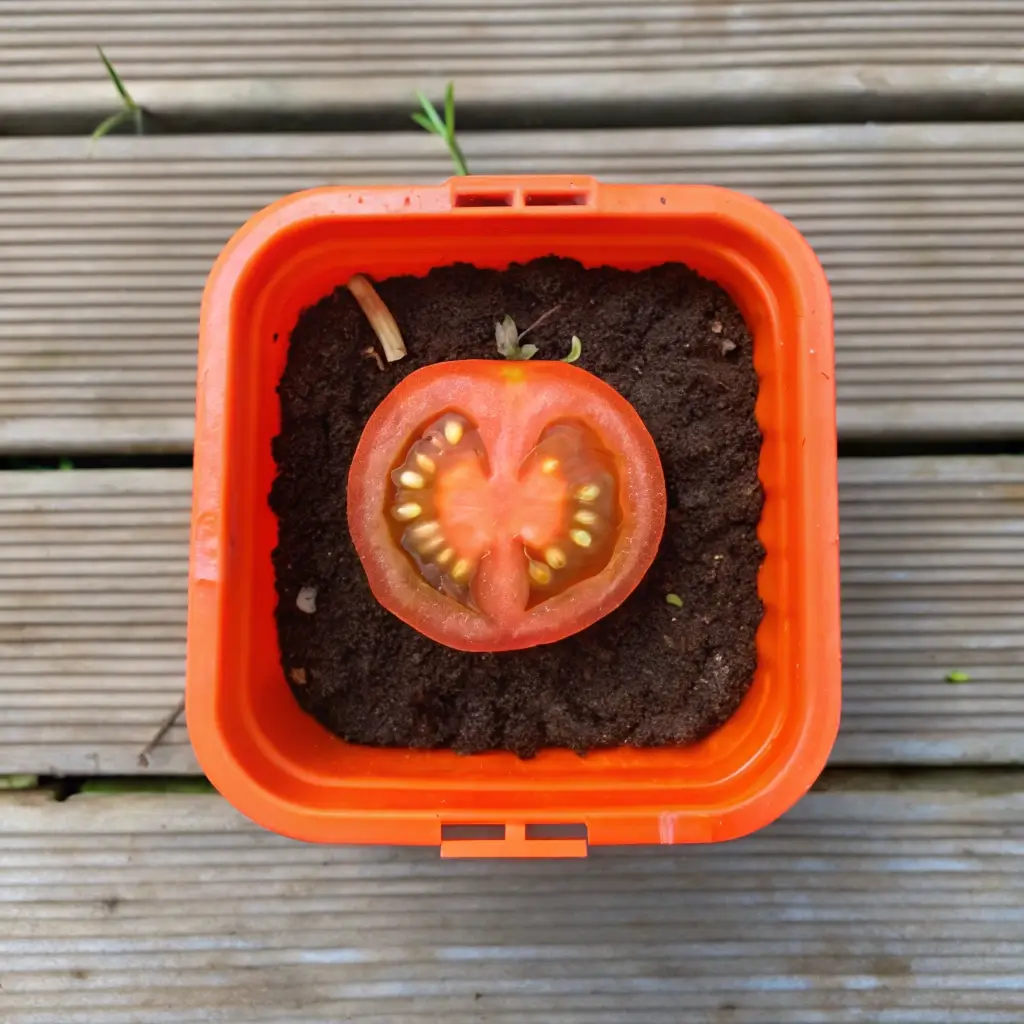 growing tomato plants from a sliced tomato
