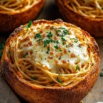 Spaghetti Garlic Bread Bowls