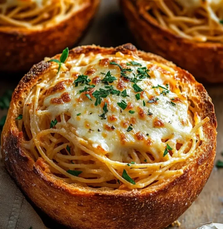 Spaghetti Garlic Bread Bowls