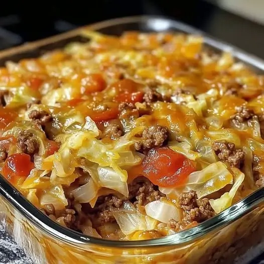 Savory Cabbage Beef Bake