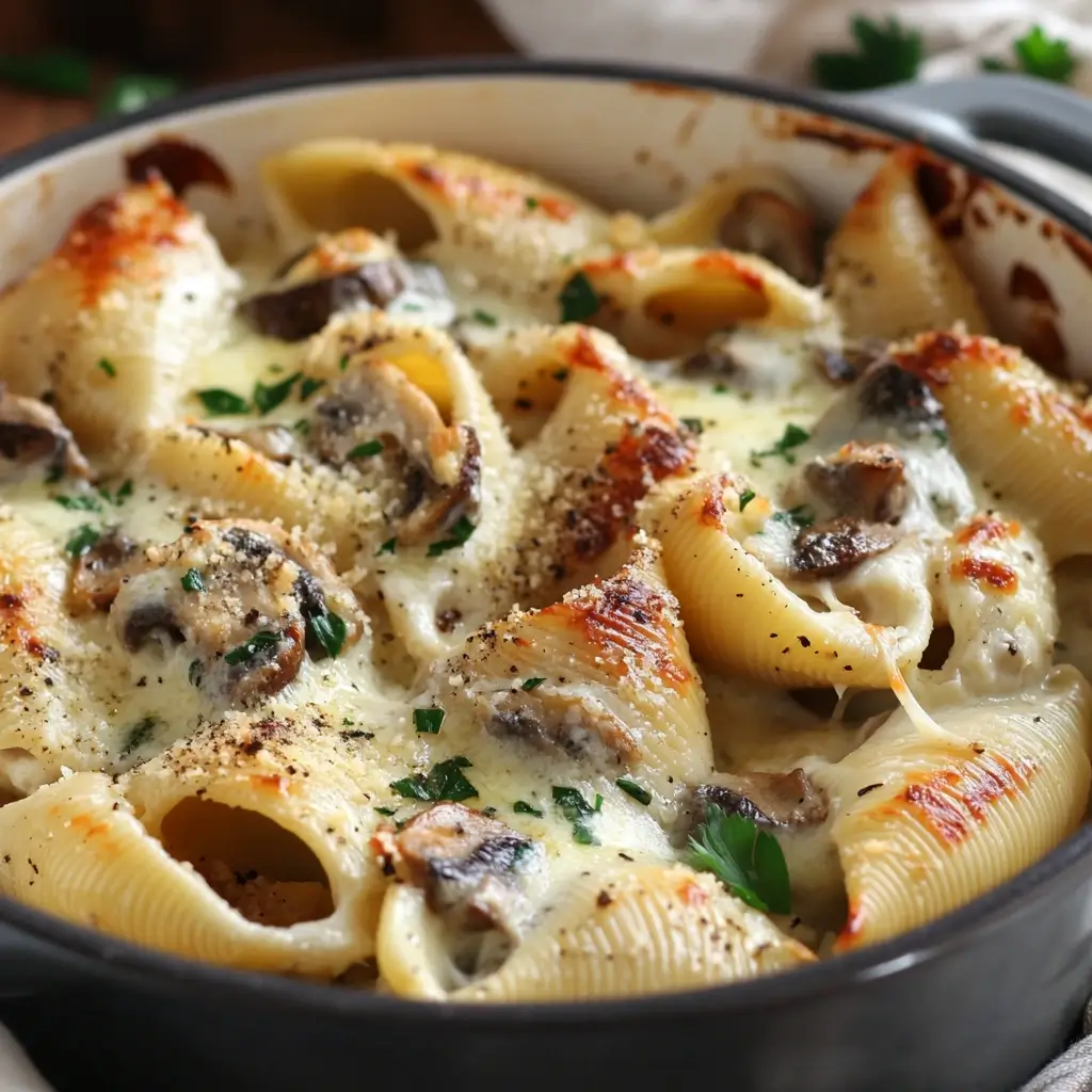 Creamy Garlic Mushroom Stuffed Shells