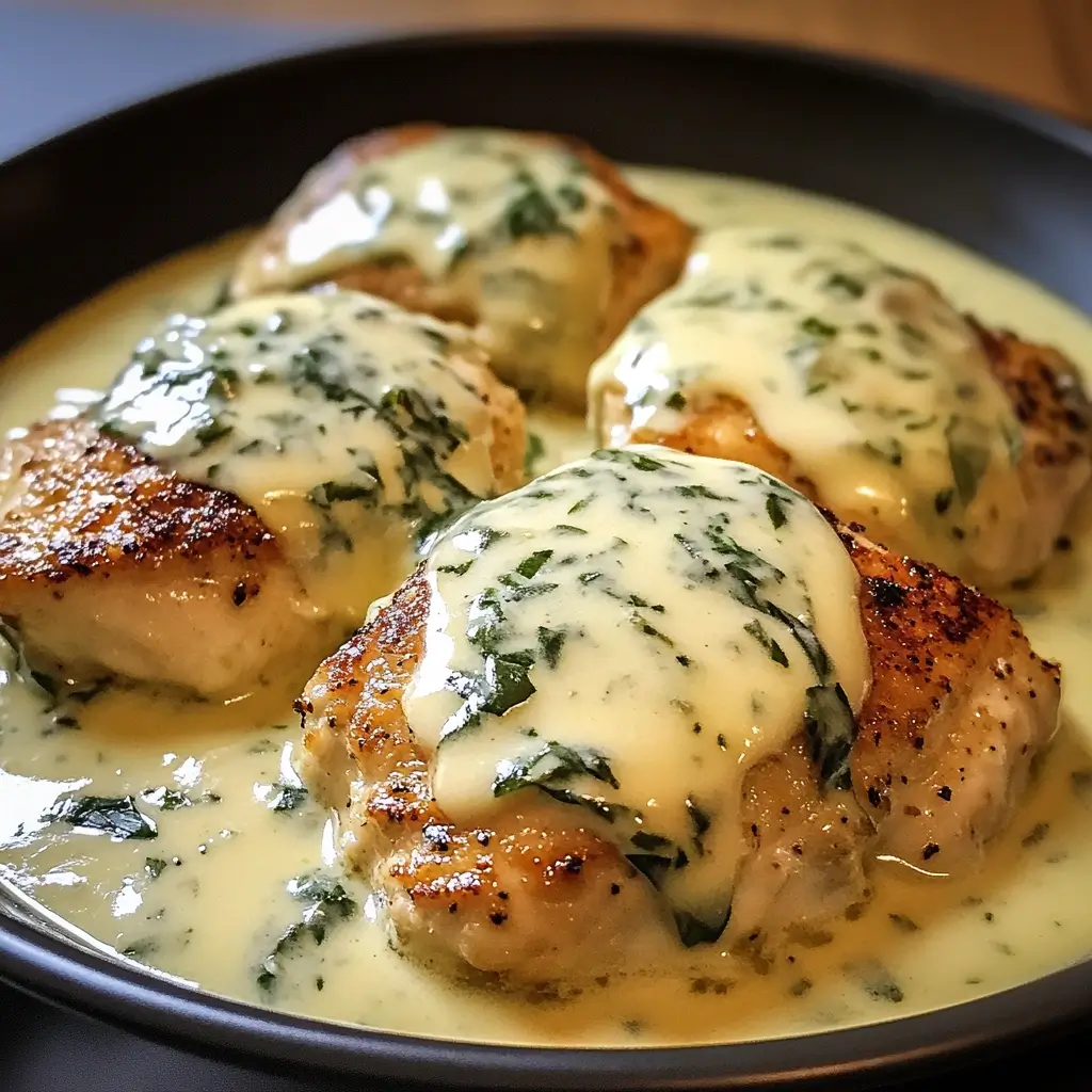Mozzarella Chicken in Basil Cream Sauce