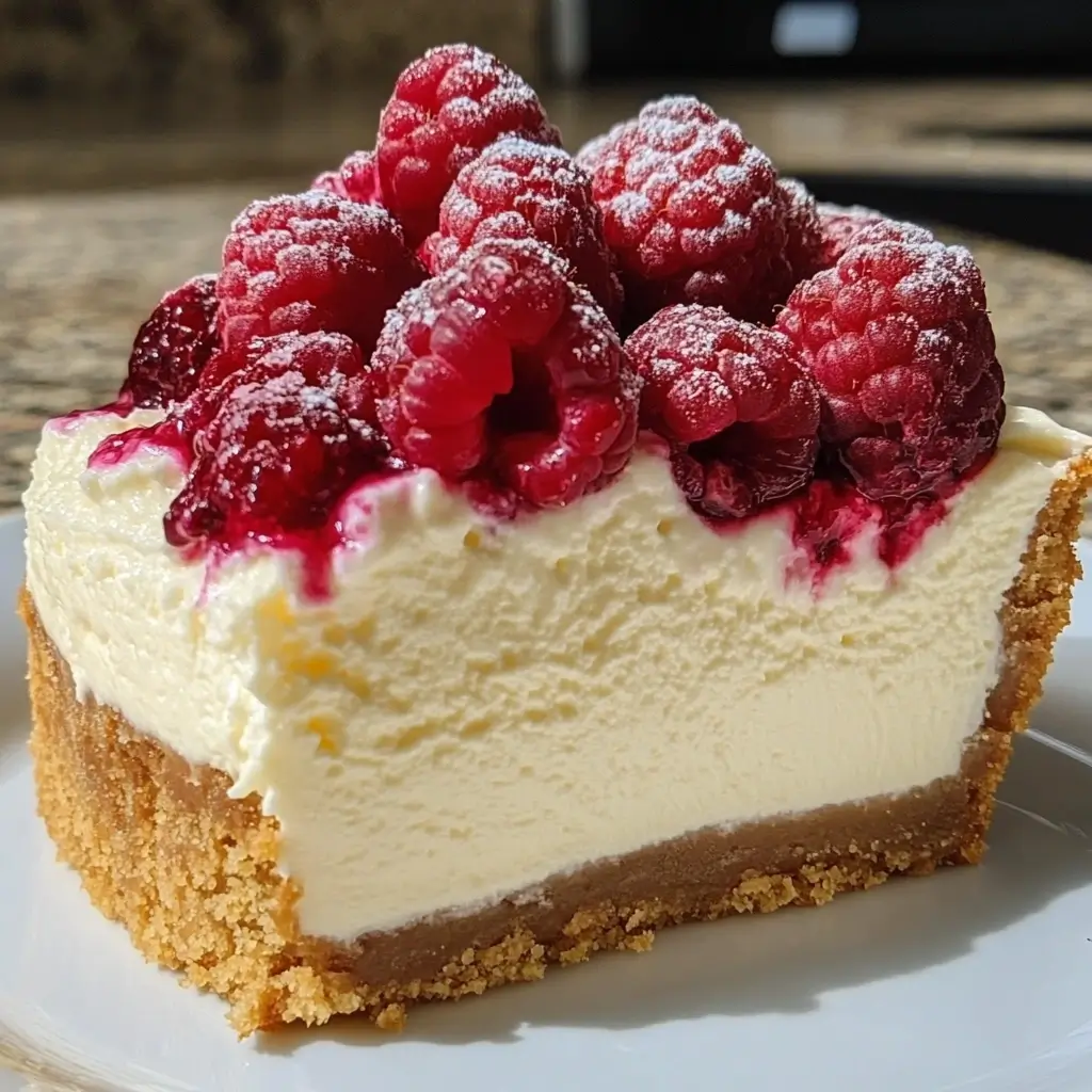 Sernik z Mascarpone Bez Pieczenia z Bitą Śmietaną i Malinami