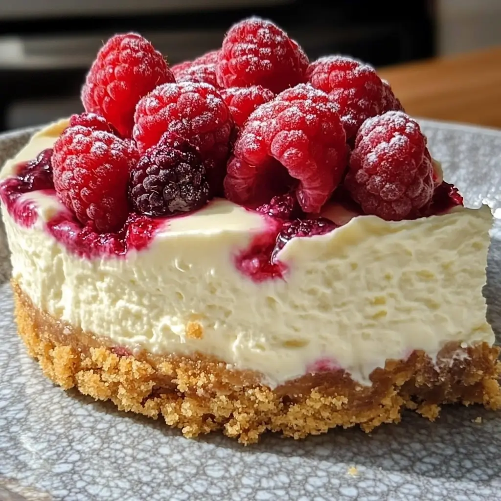 Sernik z Mascarpone Bez Pieczenia z Bitą Śmietaną i Malinami
