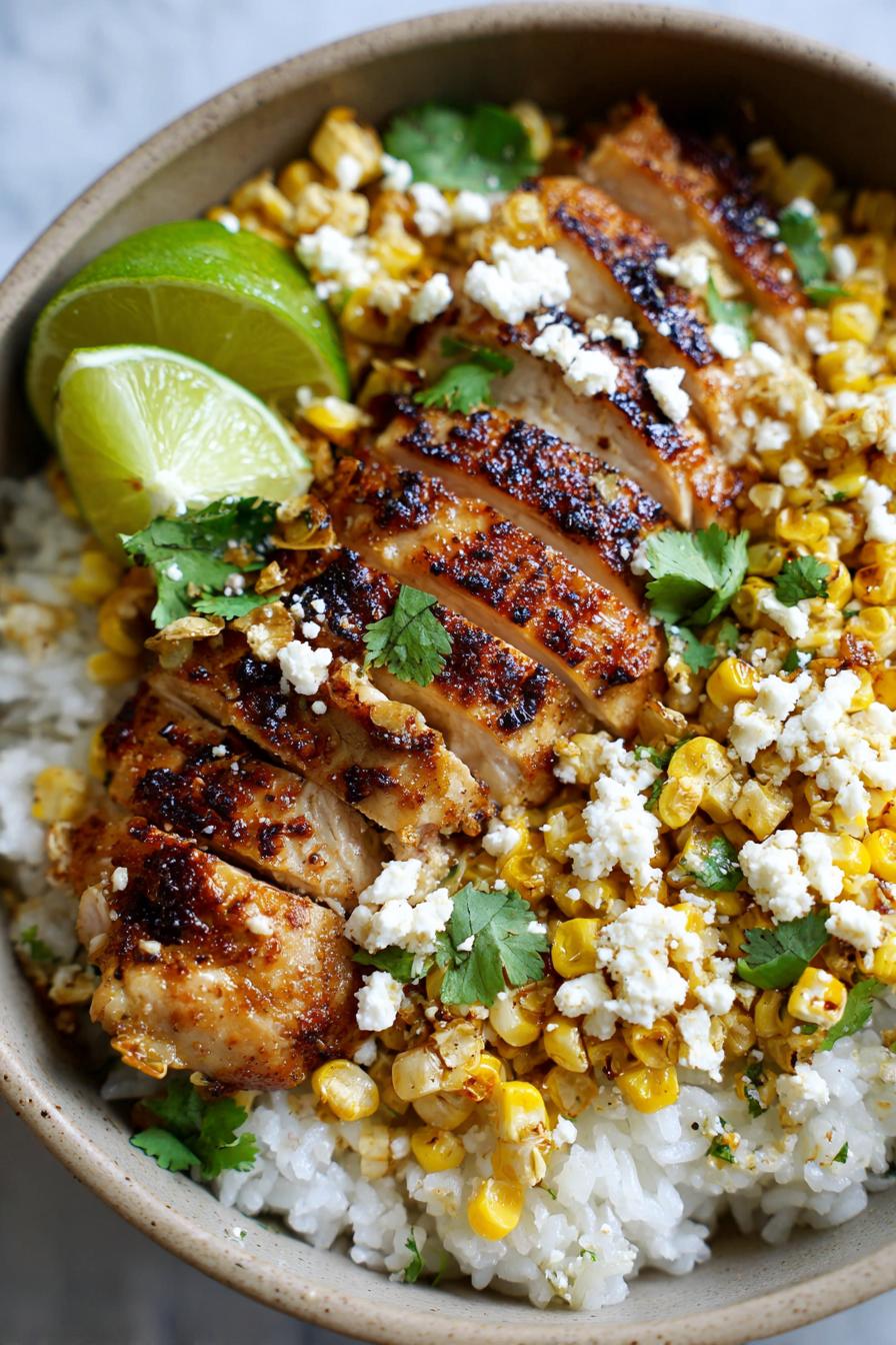 Flavor-packed Street Corn Chicken Rice Bowl