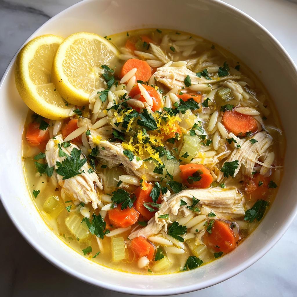 Lemon Chicken Orzo Soup - detail 1