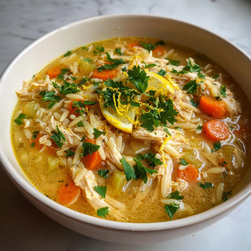 Lemon Chicken Orzo Soup - detail 2