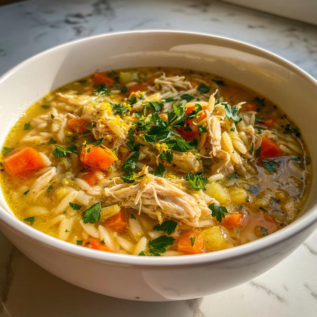 Lemon Chicken Orzo Soup - detail 4