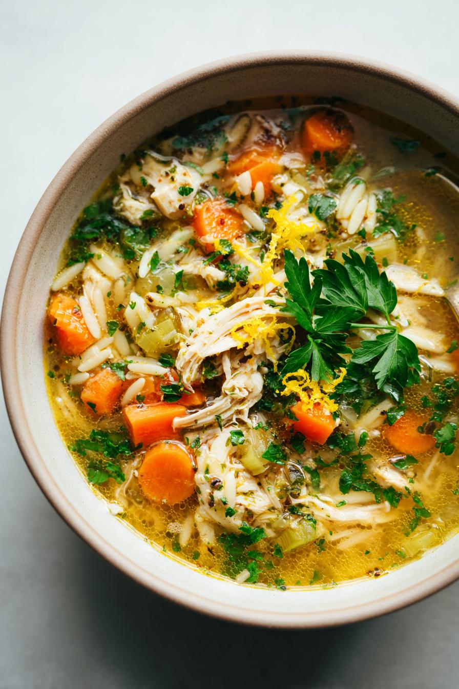 Lemon Chicken Orzo Soup