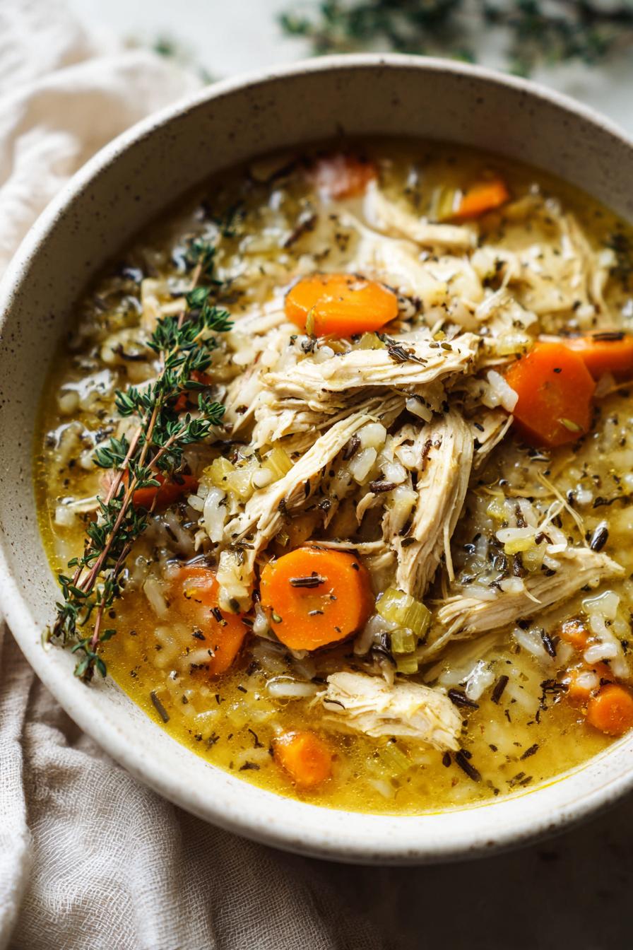 SLOW COOKER CHICKEN AND WILD RICE SOUP