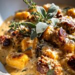Autumn Dinner: Creamy Butternut Squash Gnocchi with Sausage, Thyme, and Sage