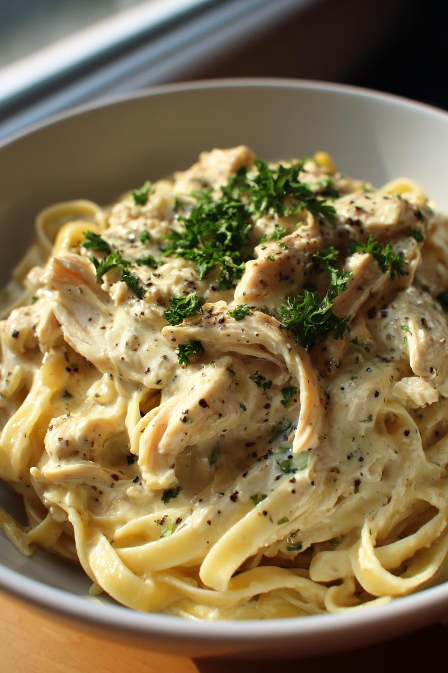 BEST Crockpot Chicken Alfredo