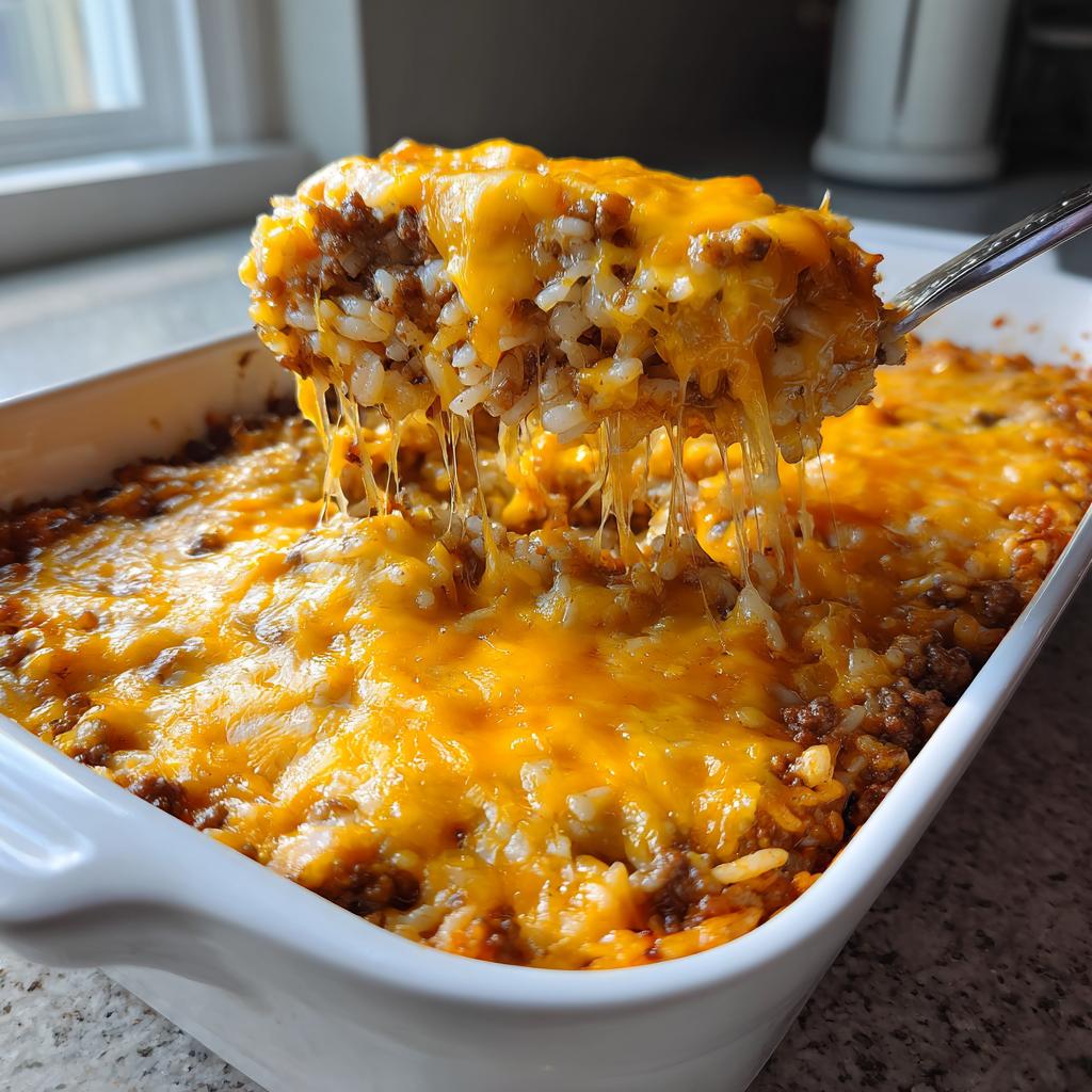 Cheesy Hamburger Rice Casserole - detail 1