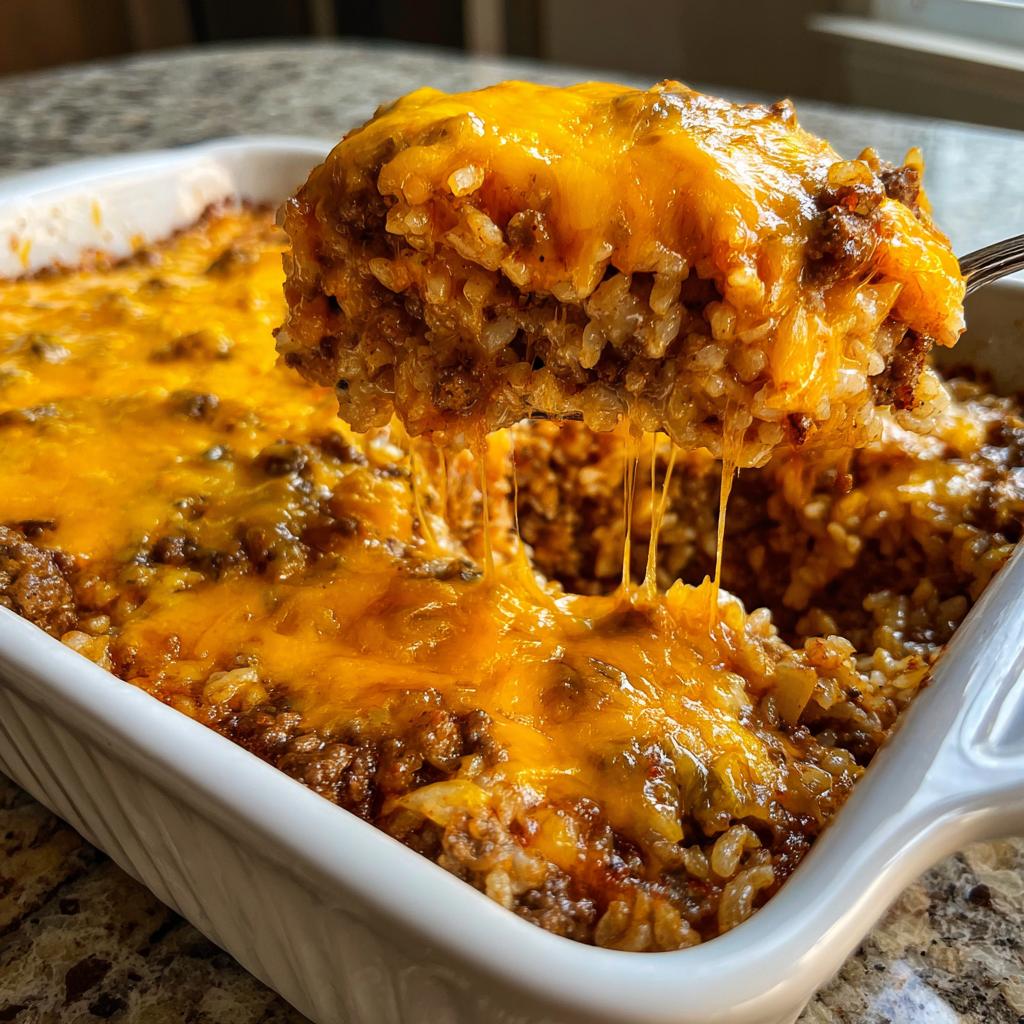 Cheesy Hamburger Rice Casserole - detail 4