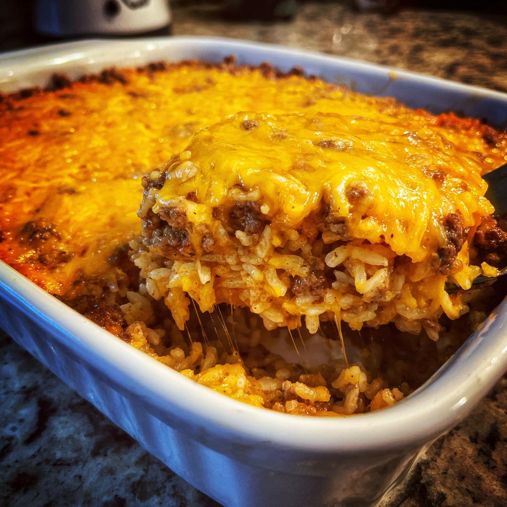 Cheesy Hamburger Rice Casserole - detail 5
