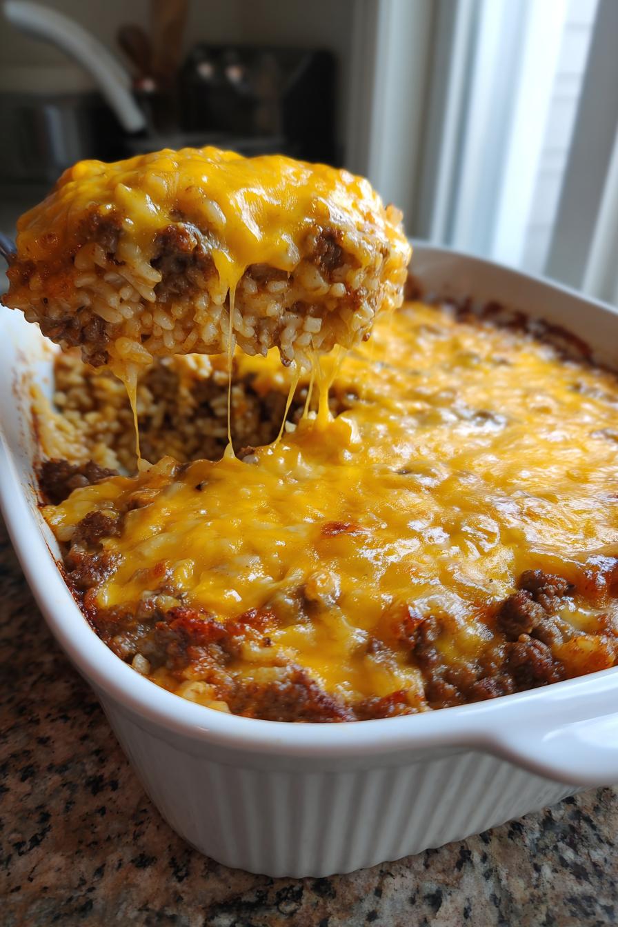 Cheesy Hamburger Rice Casserole
