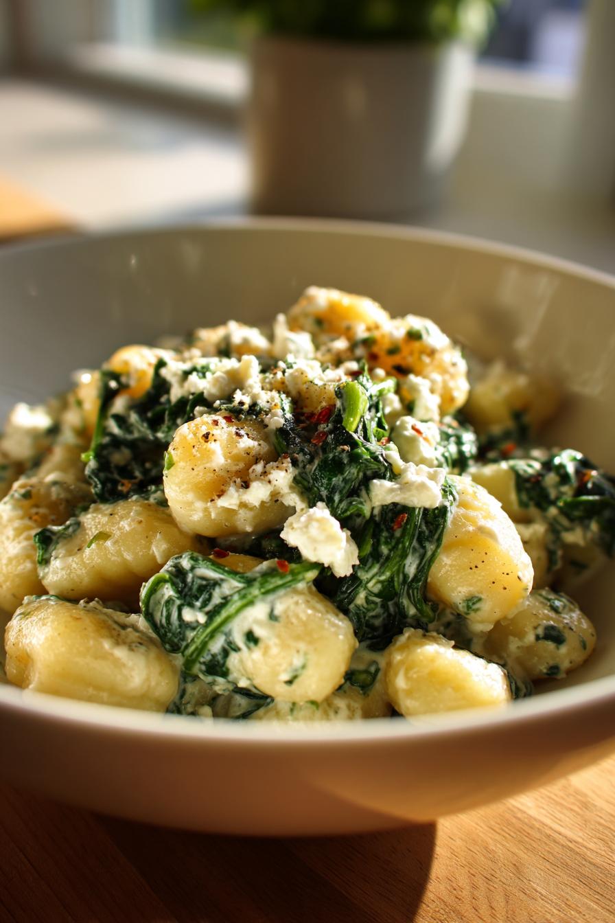 Creamy Gnocchi with Spinach and Feta Recipe | Healthy Dinner Inspiration