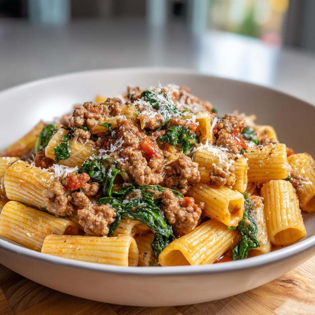 Creamy Sausage Rigatoni with Spinach, Garlic, and Tomato Cream Sauce (One-Pan, 30-Minute recipe) - detail 4