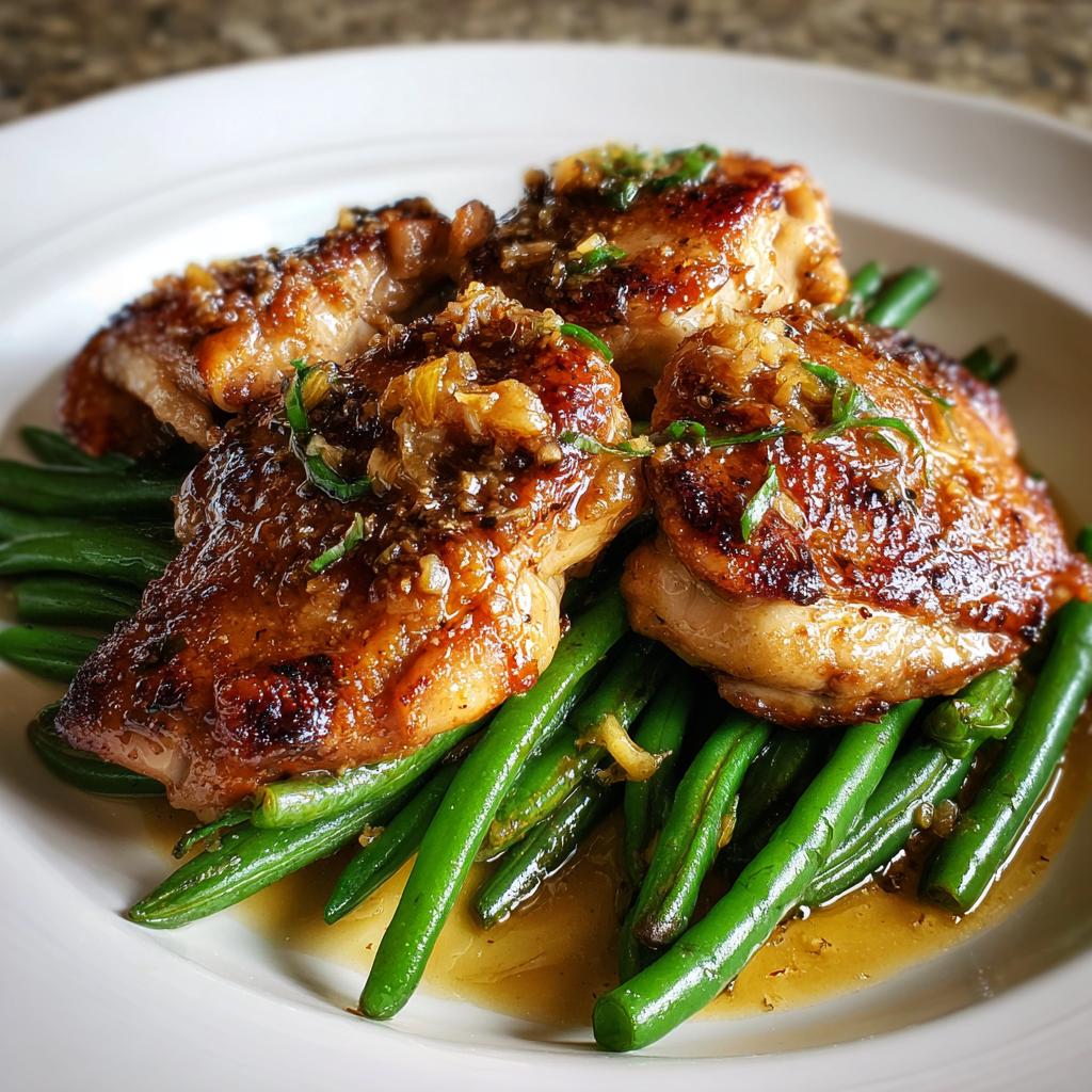 Lemon Garlic Butter Chicken Thighs and Green Beans Skillet - detail 1