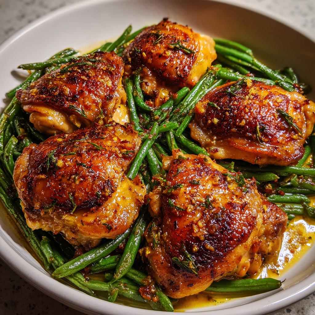 Lemon Garlic Butter Chicken Thighs and Green Beans Skillet - detail 2
