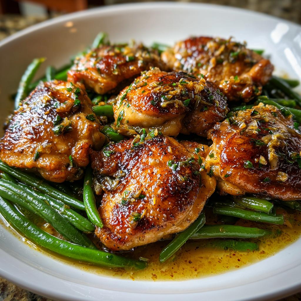 Lemon Garlic Butter Chicken Thighs and Green Beans Skillet - detail 4