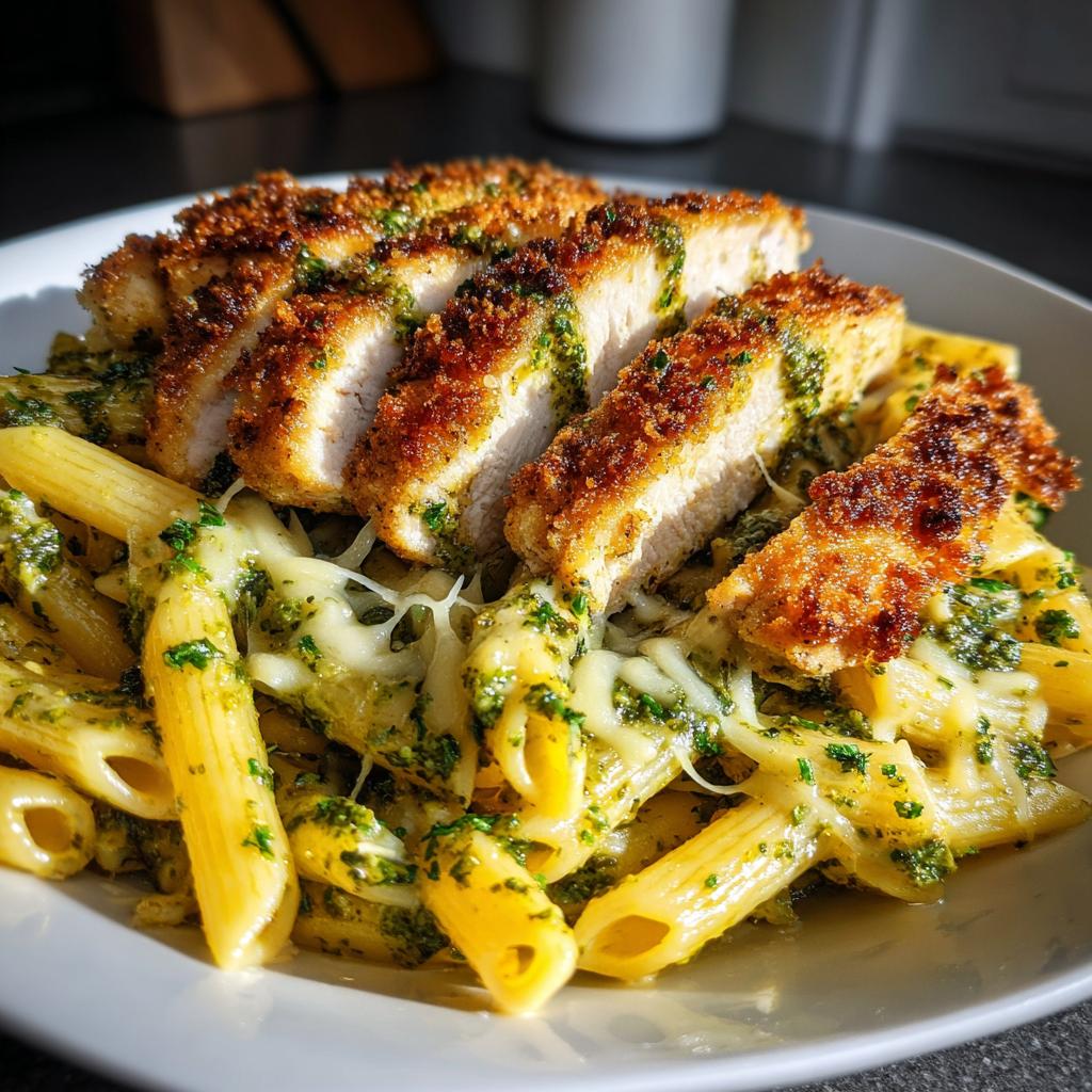 Pesto Pasta with Parmesan Chicken Perfection