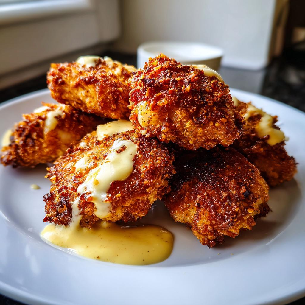 Pretzel Chicken with Mustard-Cheddar Sauce - detail 1