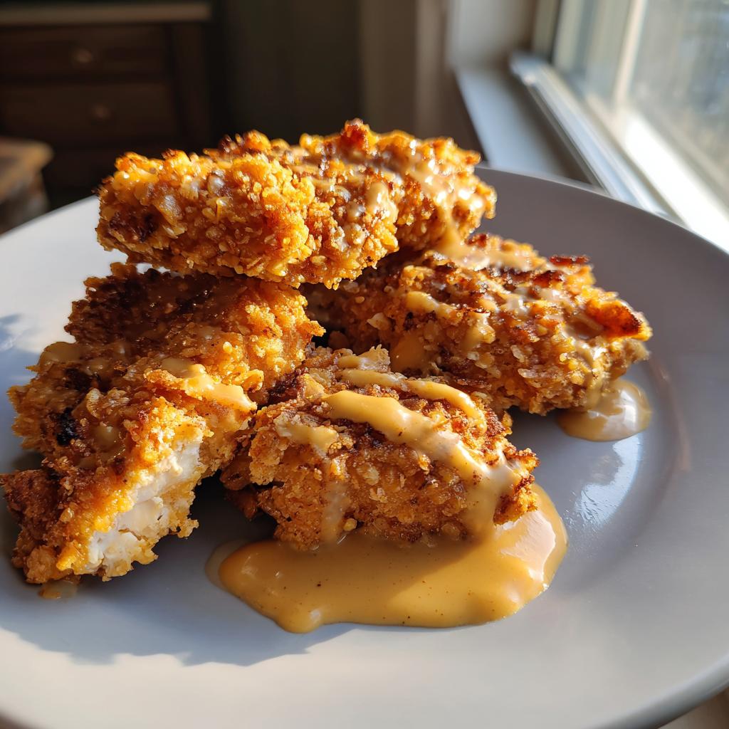 Pretzel Chicken with Mustard-Cheddar Sauce - detail 3