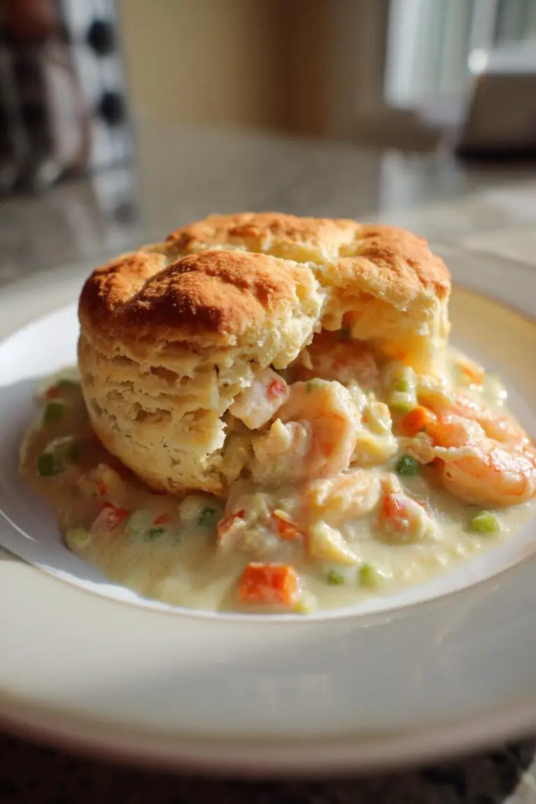 Shrimp & Lobster Biscuit Pot Pie – Creamy, Cheesy, Crave-Worthy!