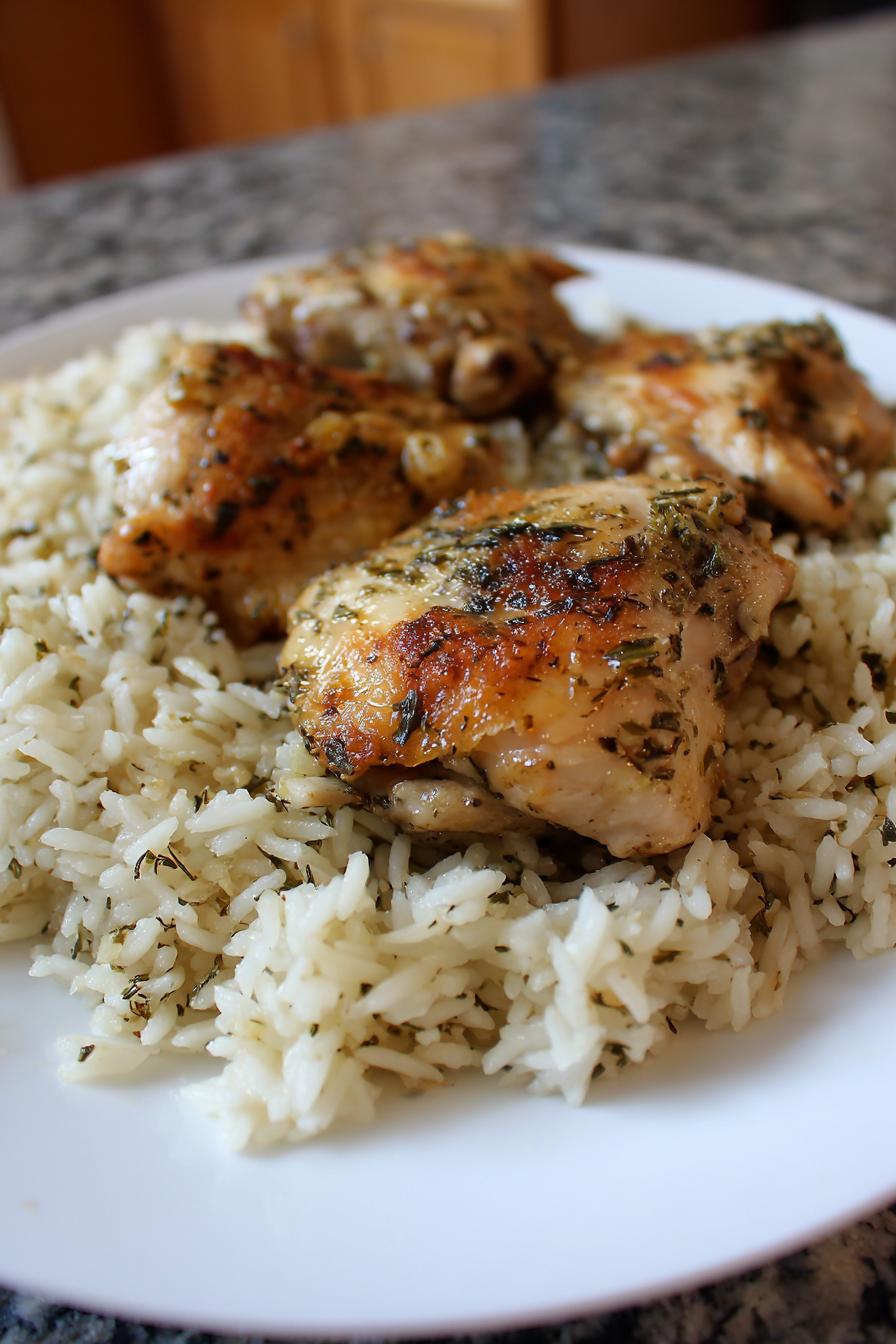 Slow Cooker Lemon Herb Chicken and Rice