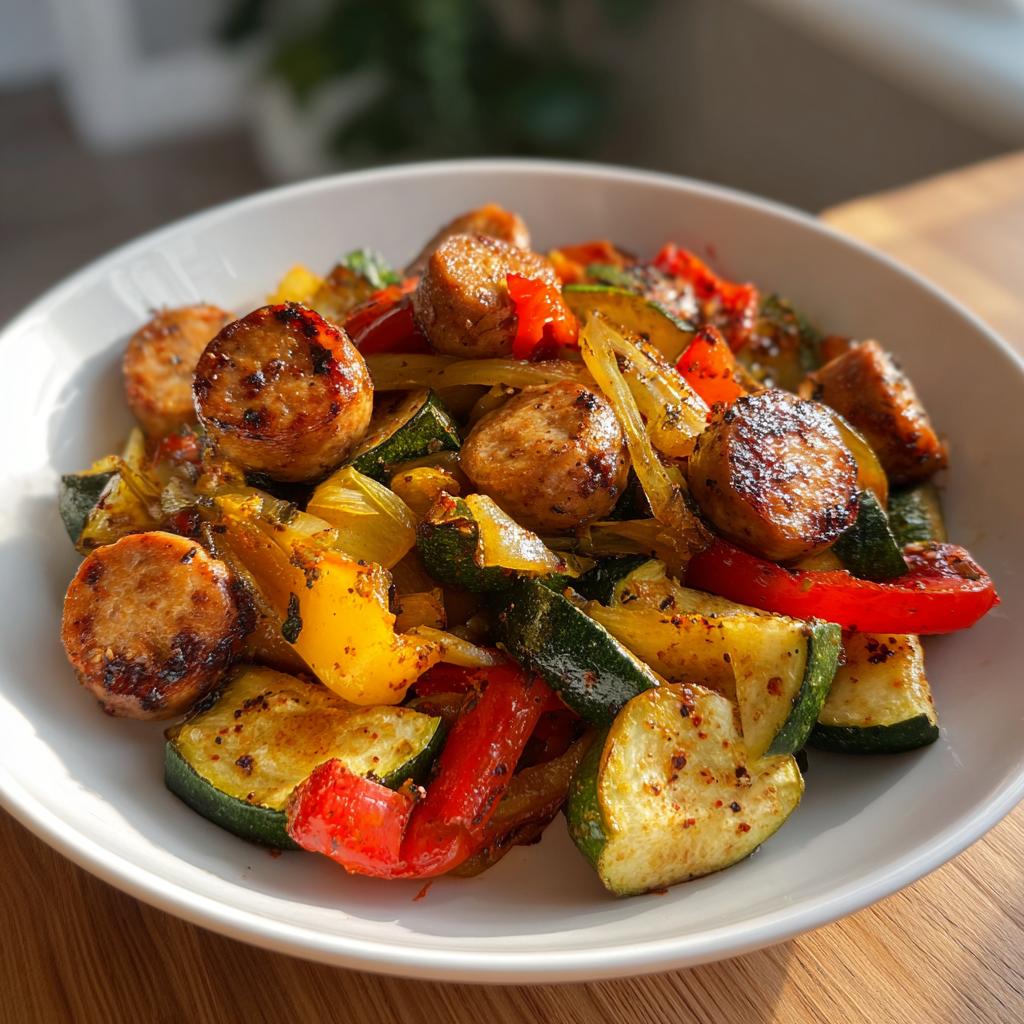 10 Minute Air Fryer Chicken Sausage and Veggies - Beginner recipe - detail 1