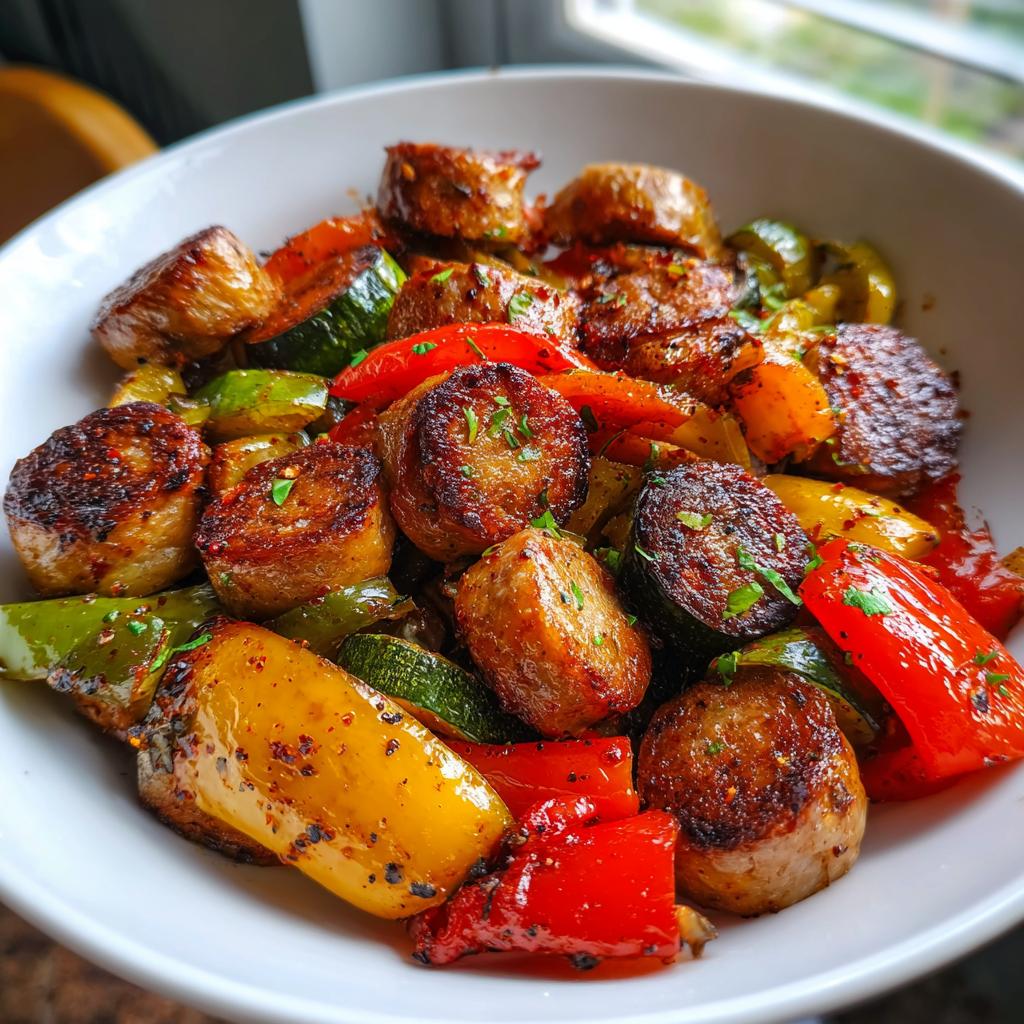 10 Minute Air Fryer Chicken Sausage and Veggies - Beginner recipe - detail 2