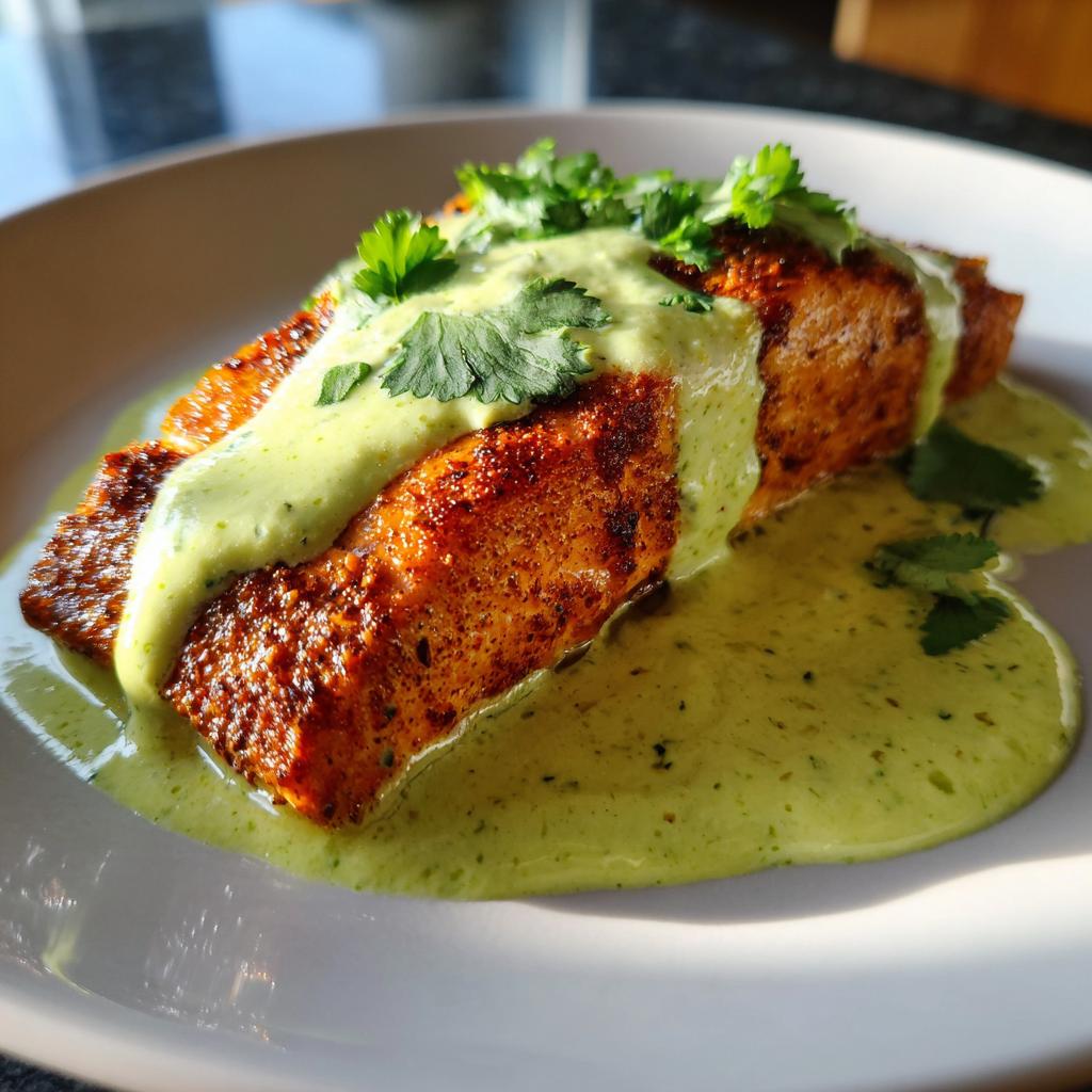 Baked Cajun Salmon | Creamy Avocado Lime Sauce - detail 1