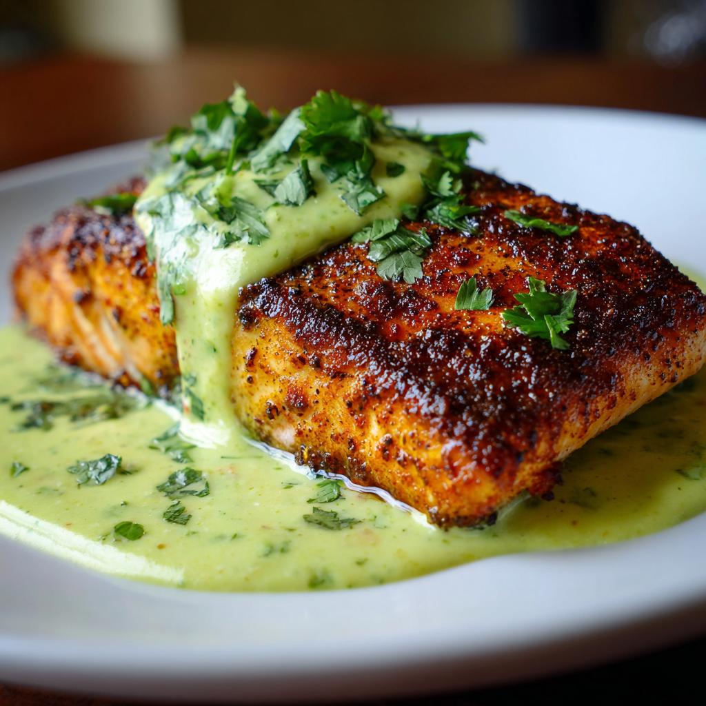 Baked Cajun Salmon | Creamy Avocado Lime Sauce - detail 2