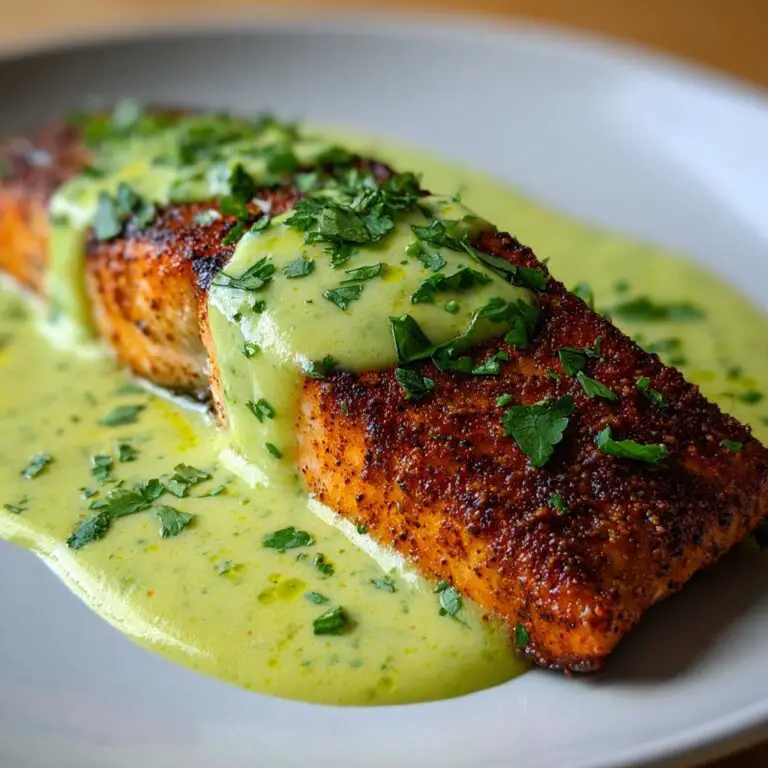 Baked Cajun Salmon | Creamy Avocado Lime Sauce