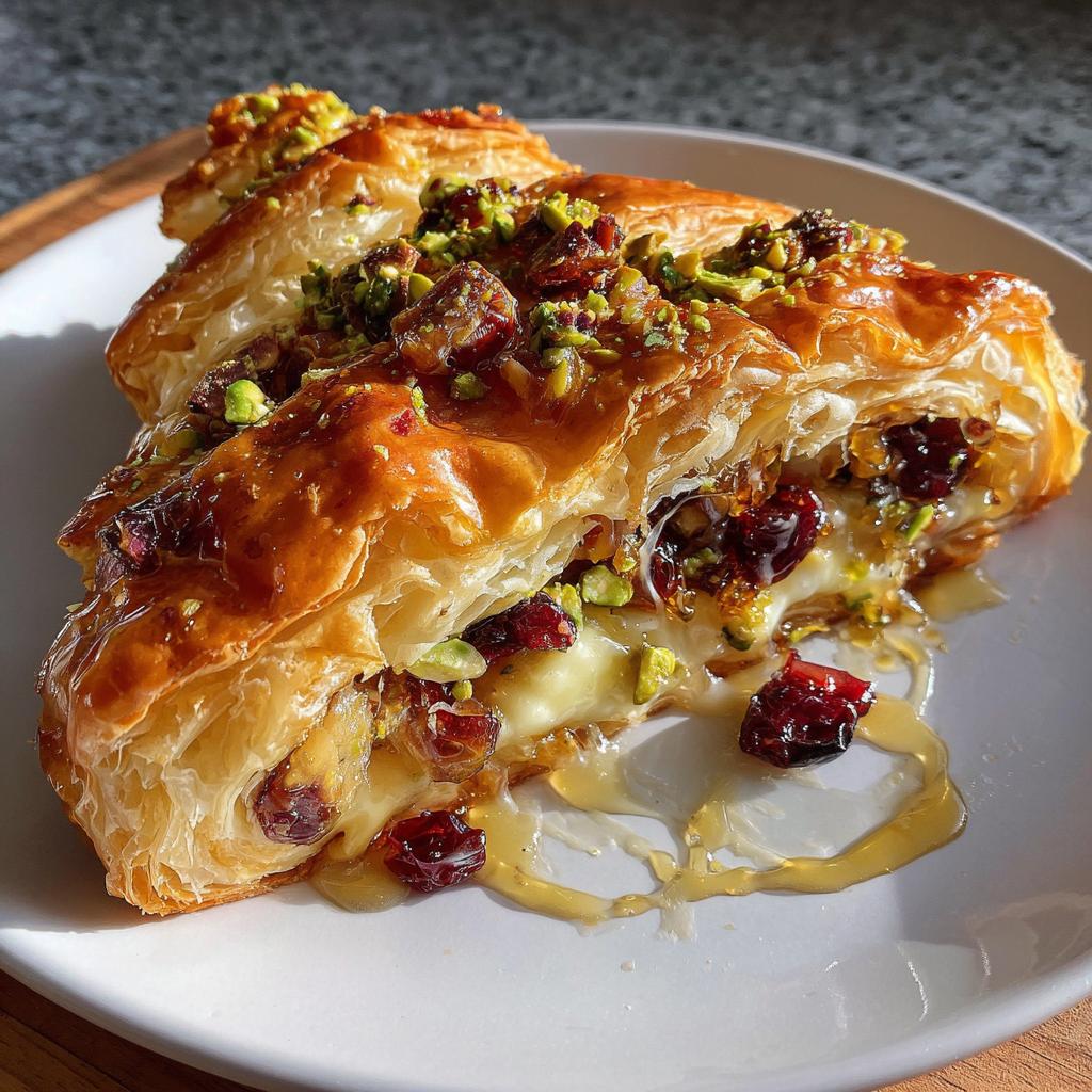 Cranberry, Camembert & Pistachio Christmas Tree Puff Pastry 🎄🧀 - detail 2