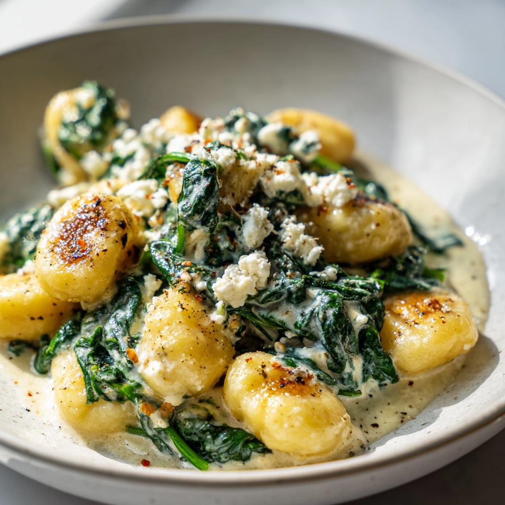 Creamy Gnocchi with Spinach and Feta Recipe | Healthy Dinner Inspiration - detail 2