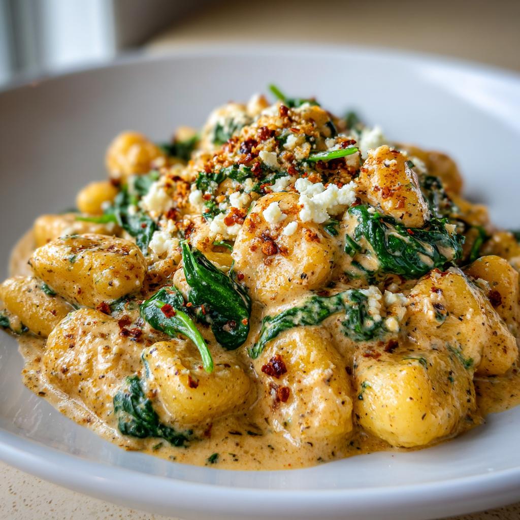 Creamy Gnocchi with Spinach and Feta Recipe | Healthy Dinner Inspiration - detail 3