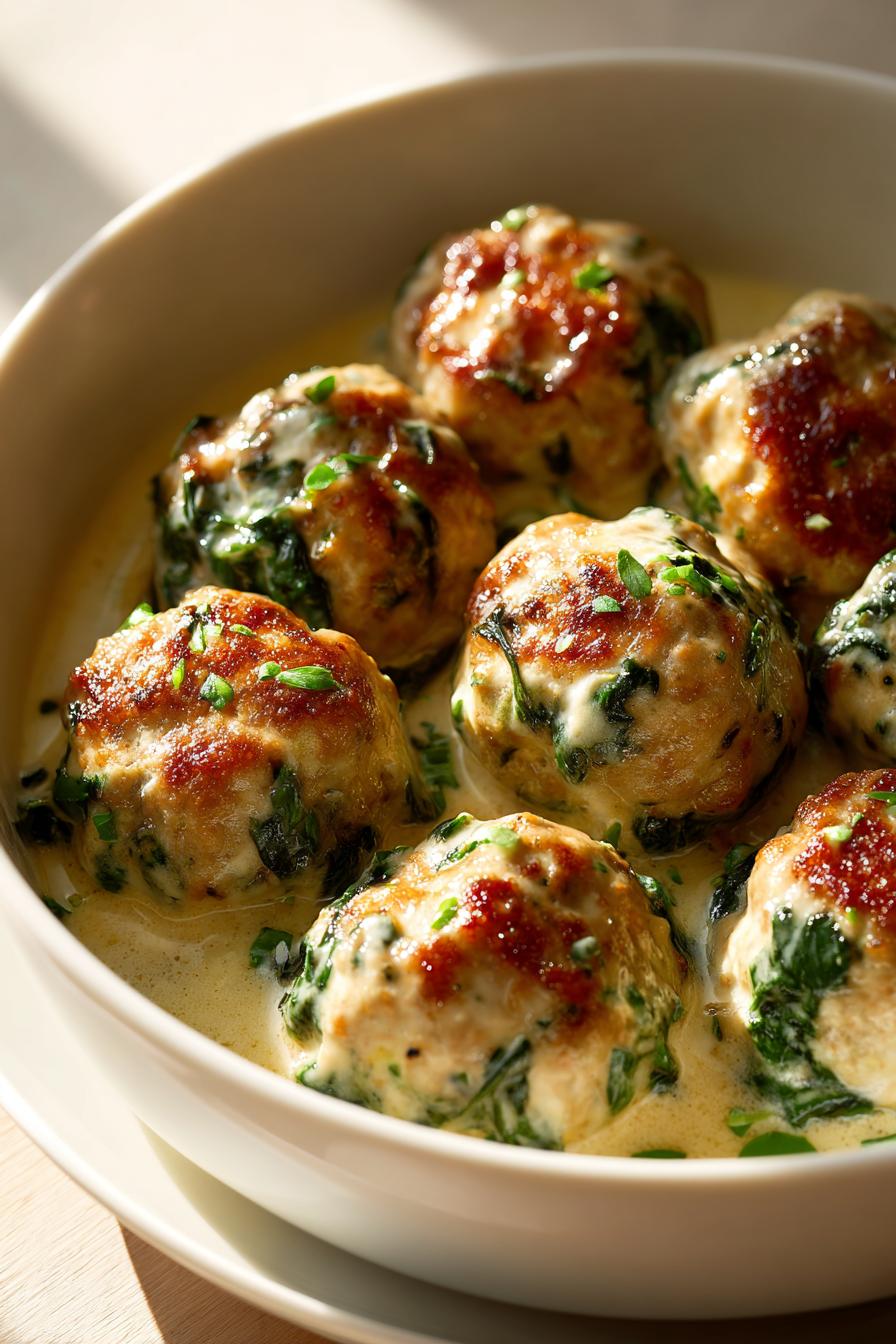 Creamy Spinach Turkey Meatballs Recipe