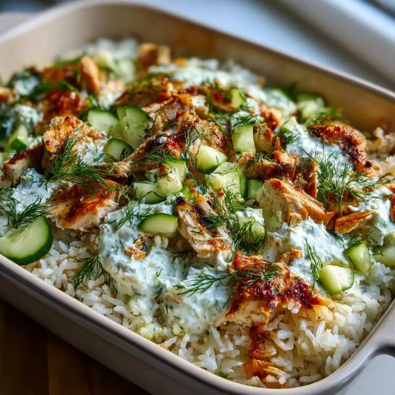 Easy Chicken Tzatziki Rice Bake