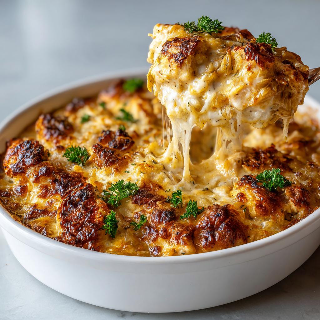 French Onion Chicken Orzo Casserole - detail 2