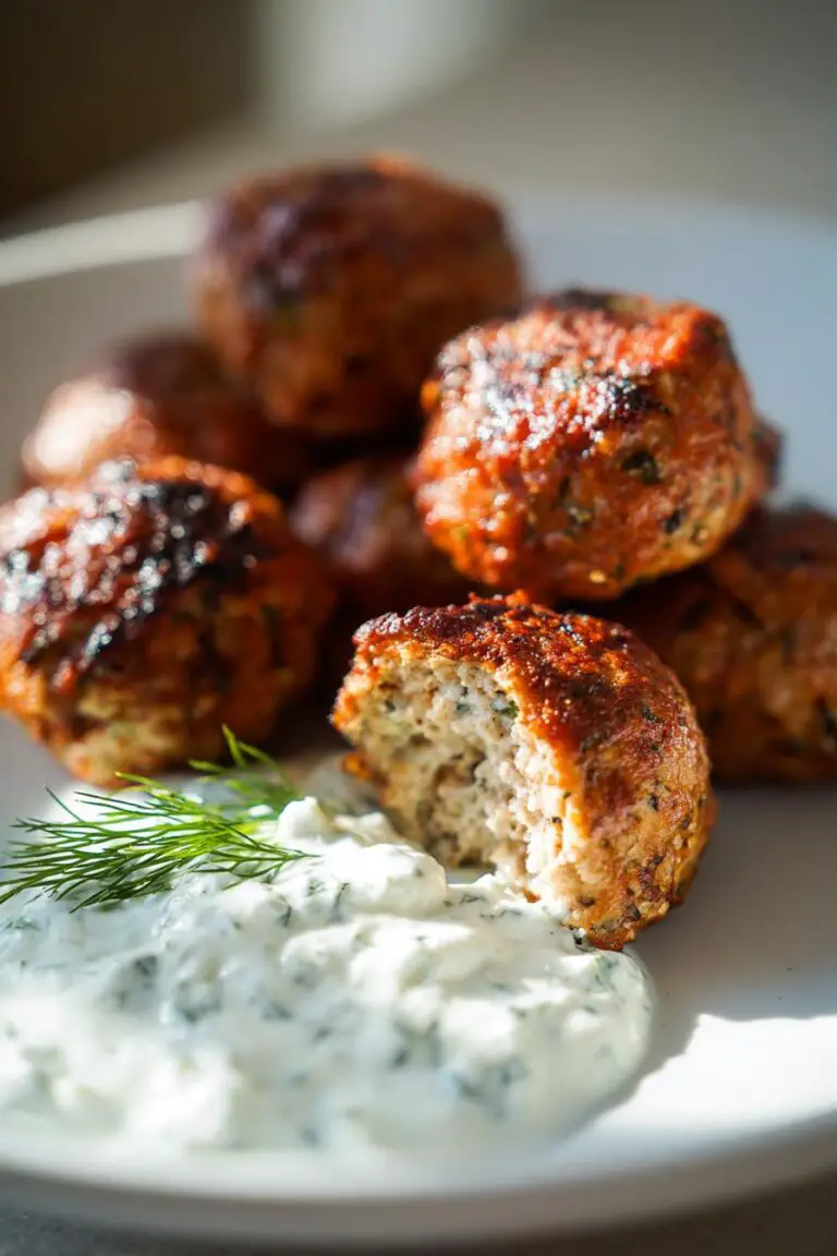 Greek Turkey Meatballs with Tzatziki