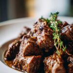 High Protein Slow Cooker Garlic Butter Beef Bites - Easy Dinner Recipe!