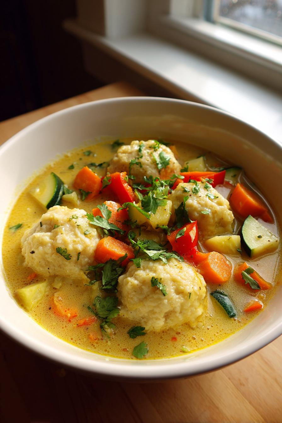 Irresistible Coconut Curry Soup With Dumplings