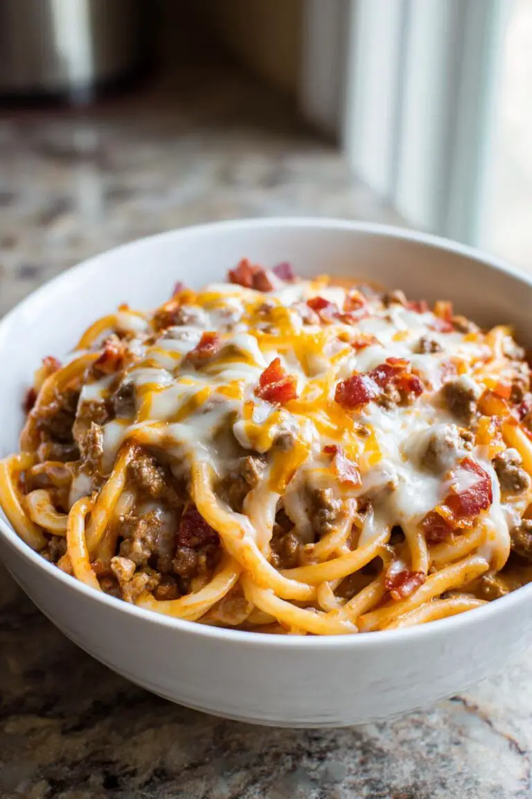 🥓 Loaded Bacon Cheeseburger Pasta – One-Pot Dinner Winner