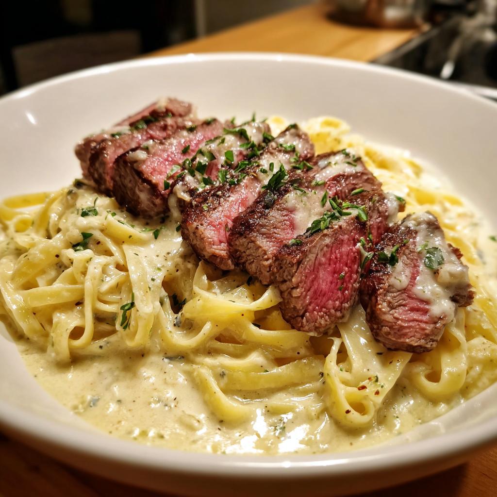 Savory Steak Gorgonzola Alfredo with Creamy Parmesan Sauce - detail 1