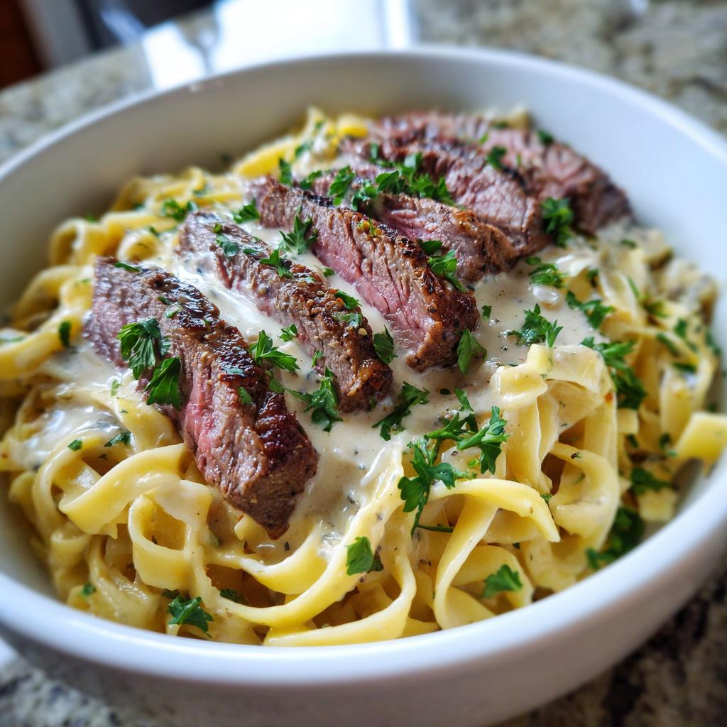 Savory Steak Gorgonzola Alfredo with Creamy Parmesan Sauce - detail 1