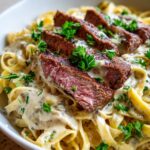 Savory Steak Gorgonzola Alfredo with Creamy Parmesan Sauce