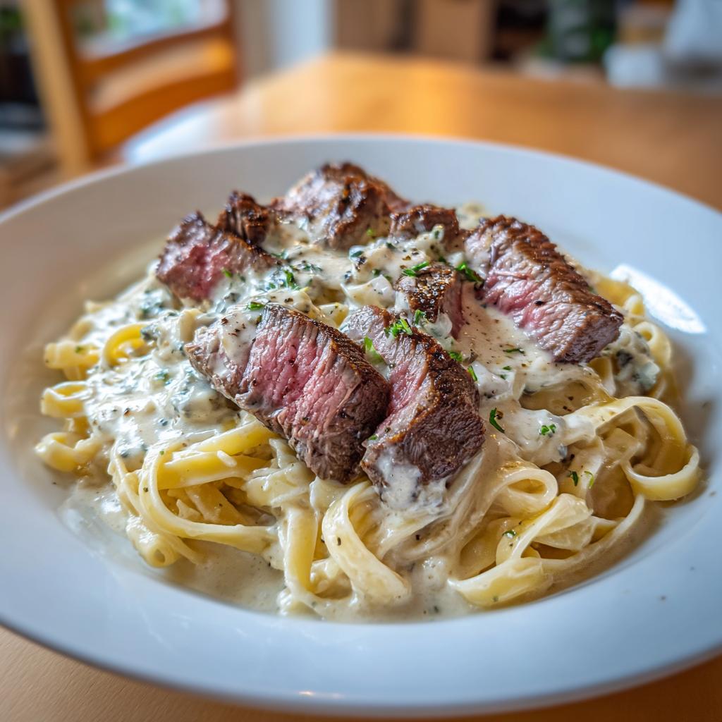 Savory Steak Gorgonzola Alfredo with Creamy Parmesan Sauce - detail 3