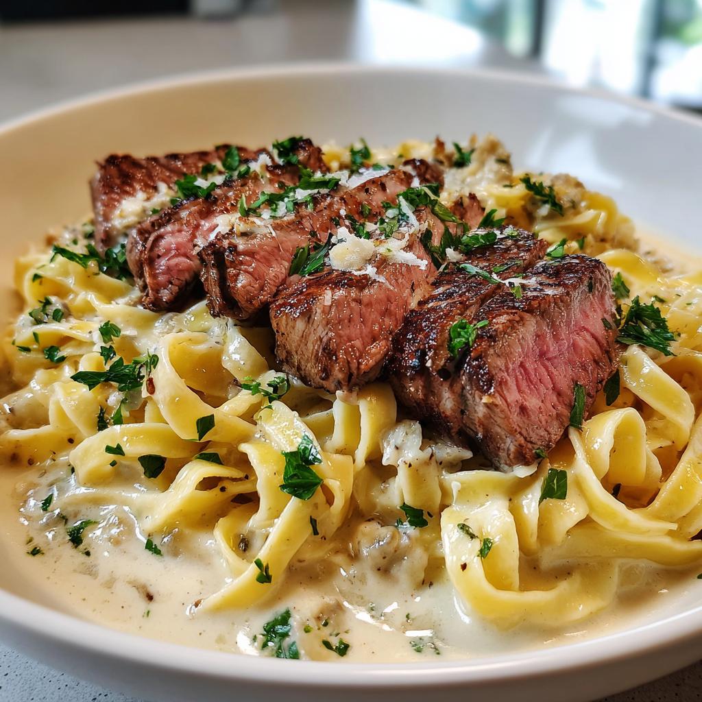 Savory Steak Gorgonzola Alfredo with Creamy Parmesan Sauce - detail 3